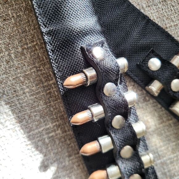 Mens Black Faux Ammunition Belt Sz M Canvas - Picture 7 of 8